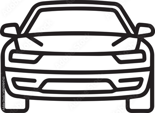 Sleek minimalist car front view, perfect for automotive design projects and modern transportation concepts, bold lines create a striking and easily recognizable icon