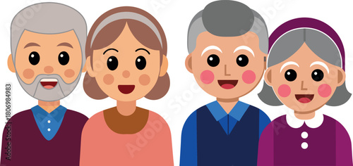 grandparents cartoon vector, old couple illustration, senior people clipart, family elders svg, cute old pair artwork, happy grandparents design, aged people character png, old man woman cartoon, fami