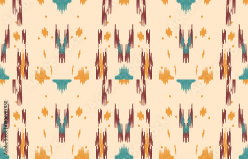 Ethnic abstract ikat art. Aztec ornament print. geometric ethnic pattern seamless  color oriental.  Design for background ,curtain, carpet, wallpaper, clothing, wrapping, Batik, vector illustration.