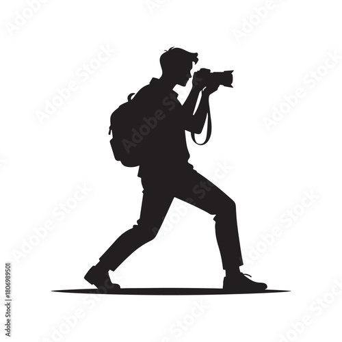 Silhouette of a photographer taking pictures with a camera, depicting creativity