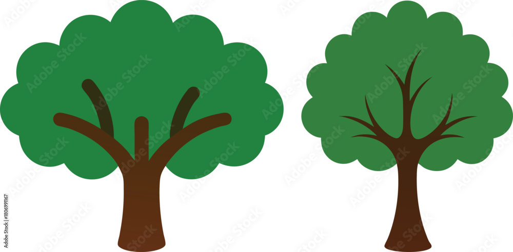 Obraz premium cartoon tree vector, green nature clipart, forest tree illustration, cute plant artwork, kawaii tree design, natural landscape svg, outdoor greenery art, adorable tree character, eco friendly cartoon,