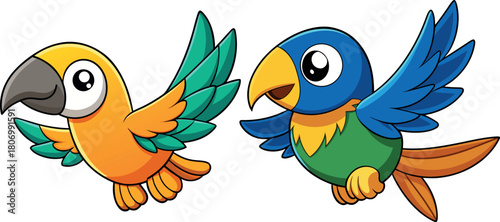 cute parrot cartoon, tropical bird vector, colorful parrot art, exotic wildlife clipart, jungle parrot illustration, adorable bird design, exotic animal svg, rainforest parrot artwork, tropical animal