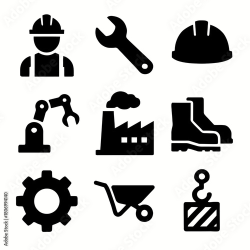 Construction icons: tools, equipment, and industry symbols