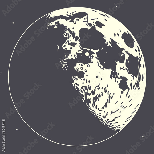 Detailed Full Moon with Craters and Stars celestial space