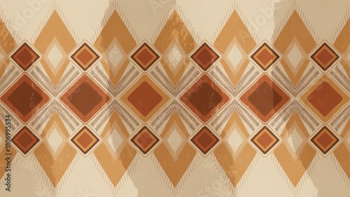 Geometric Abstract Pattern Inspired by Berber Textile Motifs in Earthy Tones