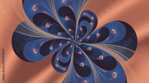 Abstract Persian Tilework Inspired Digital Art with Cobalt Blue, Gold Accents, and Floral Motifs