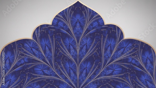 Abstract Persian Tile Pattern with Cobalt Blue and Gold Floral Motifs