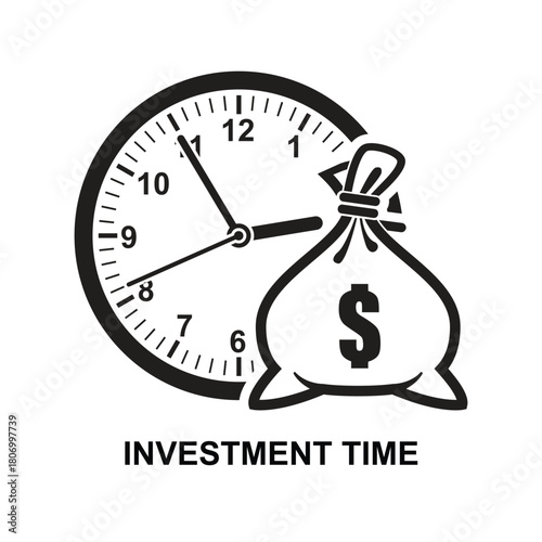 Investment time icon isolated on background vector illustration. Non AI generate