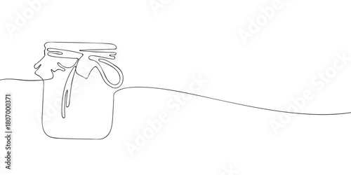 Minimal one line illustration of a jar, creating a simple and artistic food container design