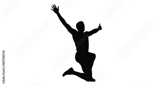 Dynamic jumping person silhouette isolated on white background, Vector