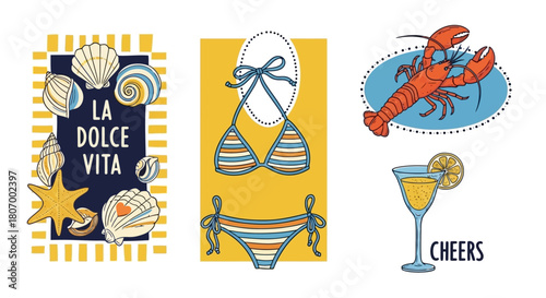 Summer Fun Beach, Swimsuit, Cocktail, and Lobster Delight - La Dolce Vita Vibes