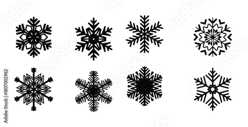 christmas snowflake collection, Set vector snowflakes. Collection of snowflake winter decoration. Isolated on black background
