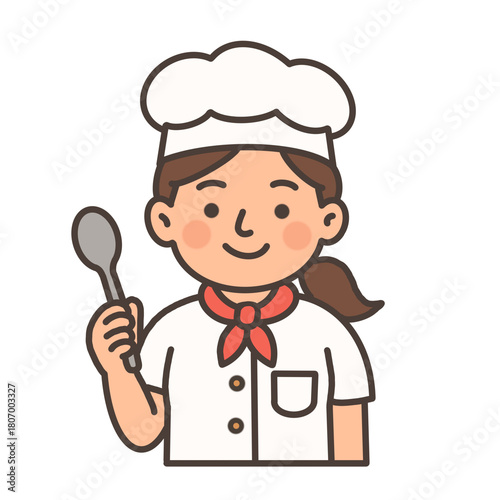 Hand draw chef cartoon character with spoon