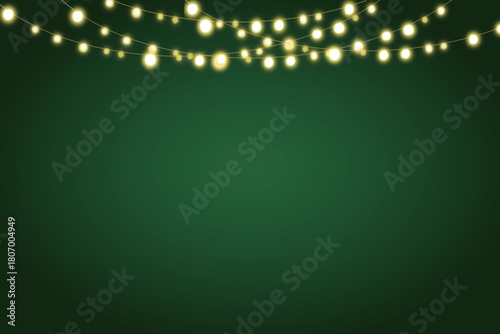 Christmas green gradient background with chain light effect