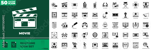 Movie Duotone Editable Icons set