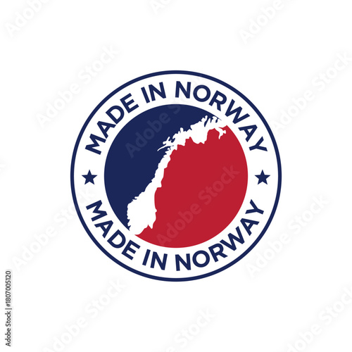 made in norway circle logo vector design with norwegian map element	