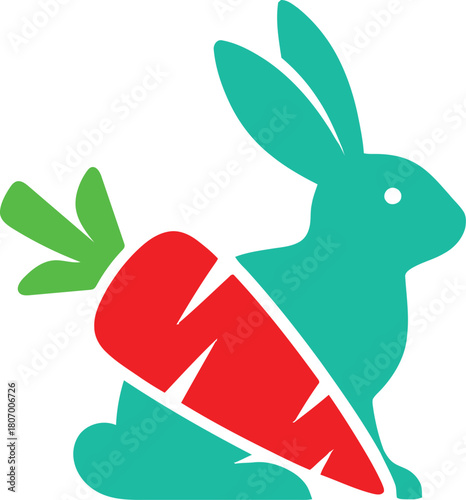 Illustration of rabbit and carrot logo isolated on for food business brand