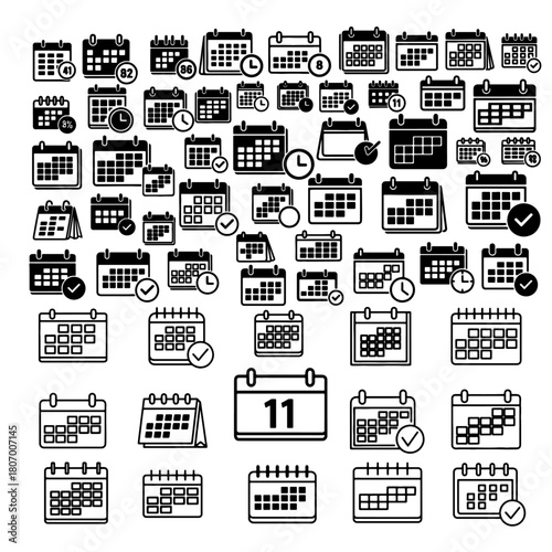 calender silhouette pack editable thin linear