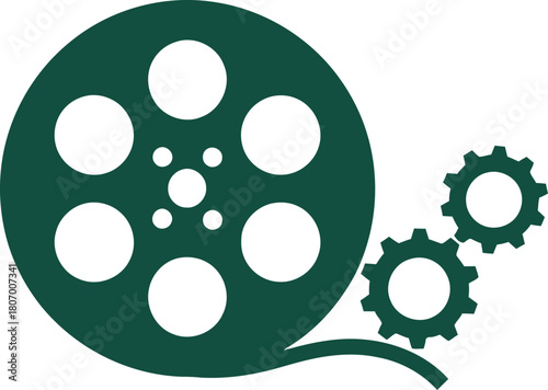 Illustration of cinema machine logo design isolated on for movie production