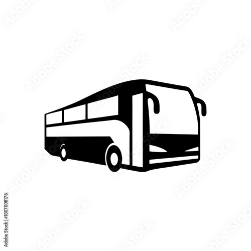 Illustration of a passenger bus side on transparent background silhouette