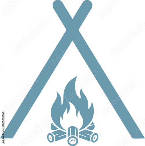 Illustration of camping adventure logo with tent and campfire