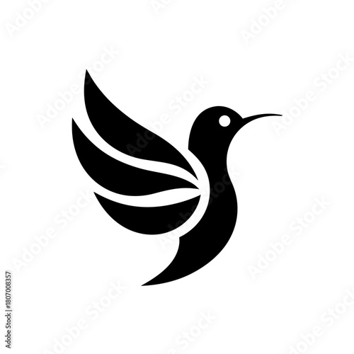 Silhouette of a flying hummingbird on transparent background