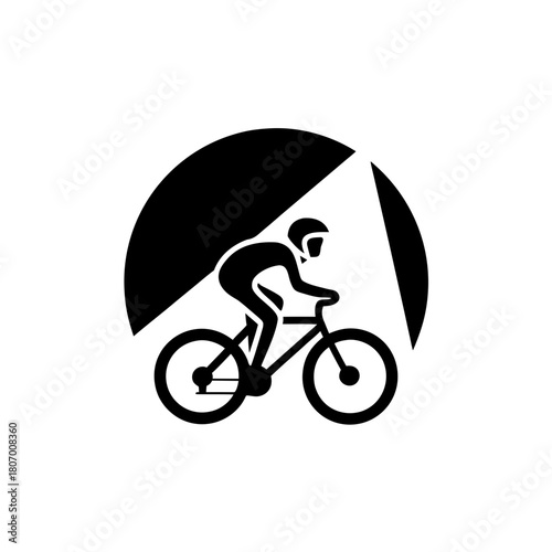 Cyclist silhouette on the bicycle on transparent background