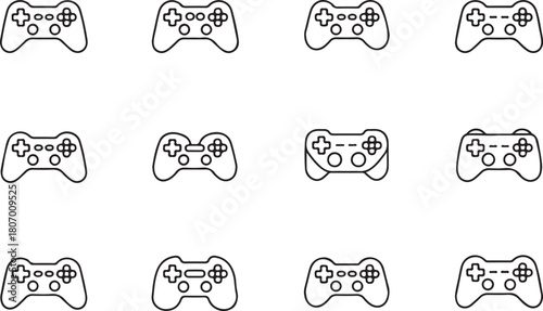 Game controller of gaming and e-sports line art icon set. Flat black color editable line vector illustration