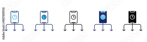 Time management icon pack in multiple styles