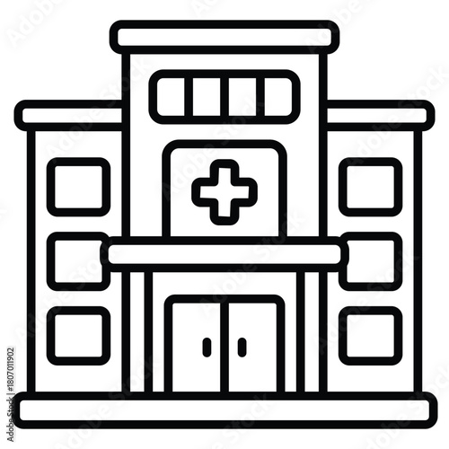 black outline hospital building icon clip art preview