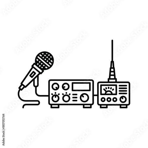 Radio communication equipment including a microphone, transceiver, and antenna, isolated on