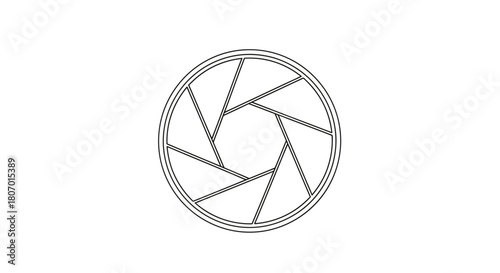 Aperture diaphragm abstract illustration for photography concept with precise geometry and minimal