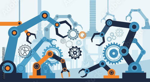 Automated factory floor showcasing precision robotics and intricate machine automation for