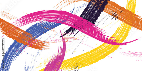 Isolated brush ink stock texture with handmade edge. White background makes it ideal for creative designs. Perfect for posters branding and visual elements.