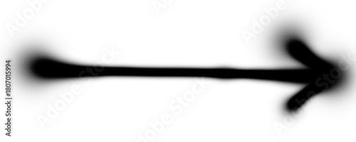 a blurry black spray painted arrow pointing to the right on a white background