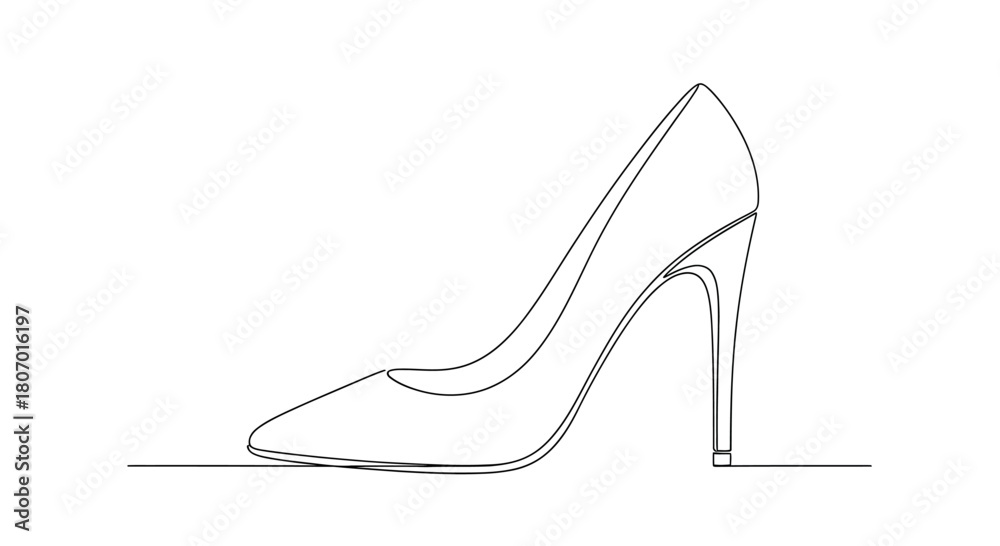 Fototapeta premium Elegant high heel shoe illustrated with a single, continuous line design for creative projects