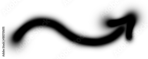 blurry and stylized black arrow curving to the right on a white background