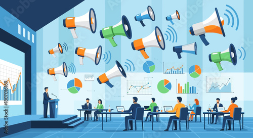 Effective marketing campaign presentation with data analysis and promotional communication strategy