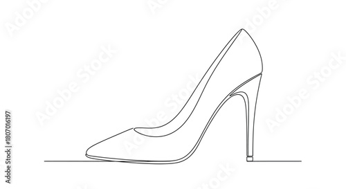 Elegant high heel shoe illustrated with a single, continuous line design for creative projects