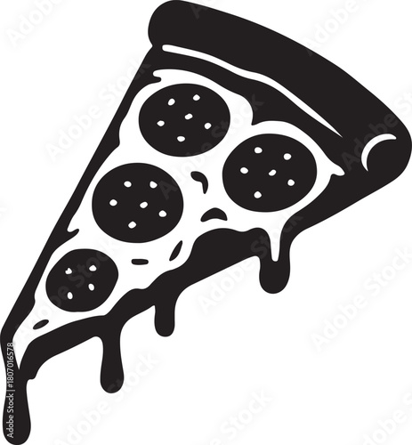 a Pepperoni pizza slice with melting cheese, delicious Italian cuisine on white background