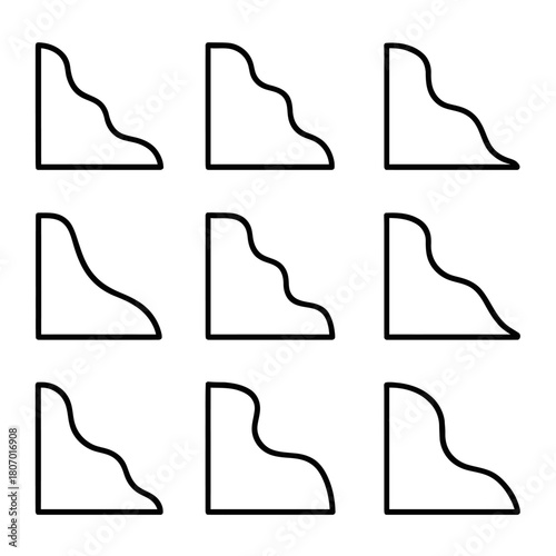 Collection of nine minimalist line art shapes arranged in a grid pattern