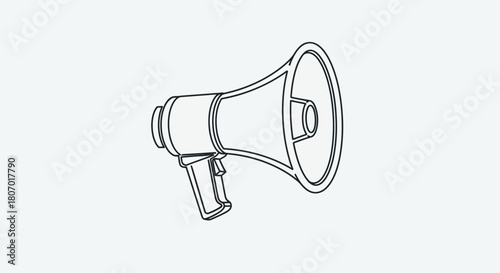 Monochrome megaphone illustration outlining communication and announcements tool design