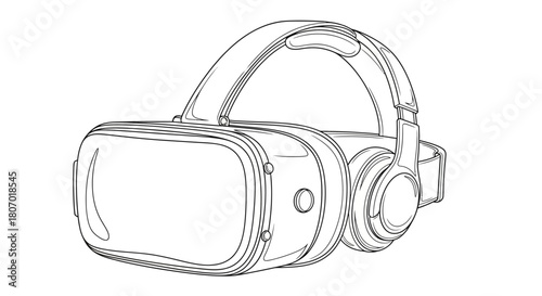 Stylized vector illustration showcases a detailed design of virtual reality headset device
