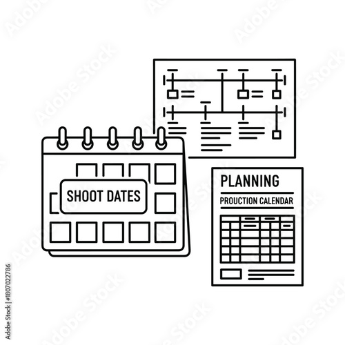 Calendar with shoot dates and production calendar, isolated on