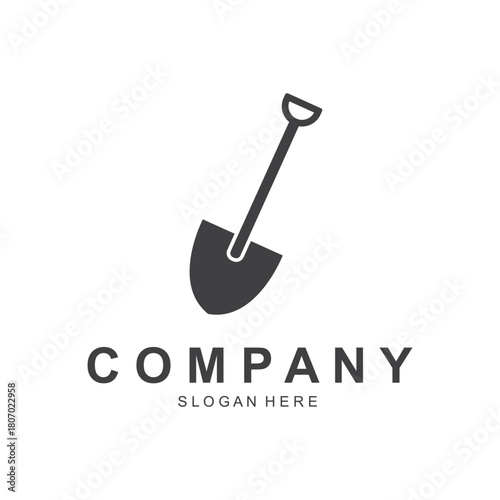 Shovel and pickaxe logo for agriculture, excavation, mining, gardening vector