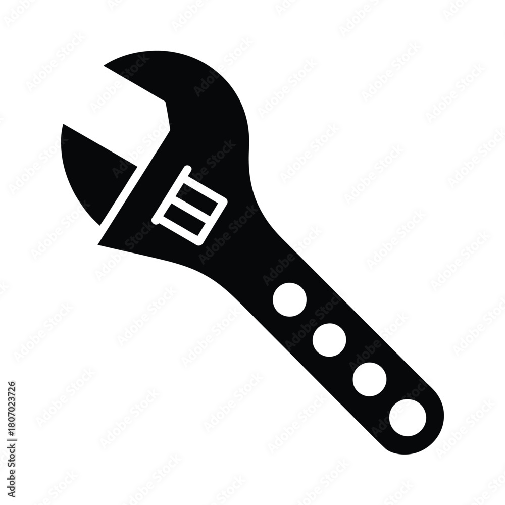 Obraz premium Adjustable wrench tool icon silhouette