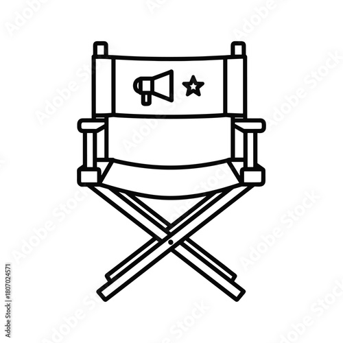 Directors chair with megaphone and star icon, isolated on