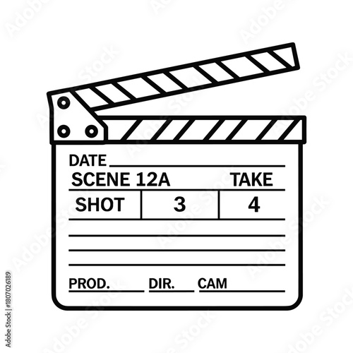 Clapperboard for film production, isolated on