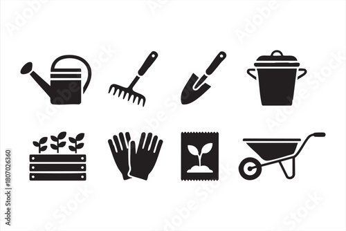 Garden Tool Icon Series for UI Dashboards, Planting Apps, and Agriculture Guides