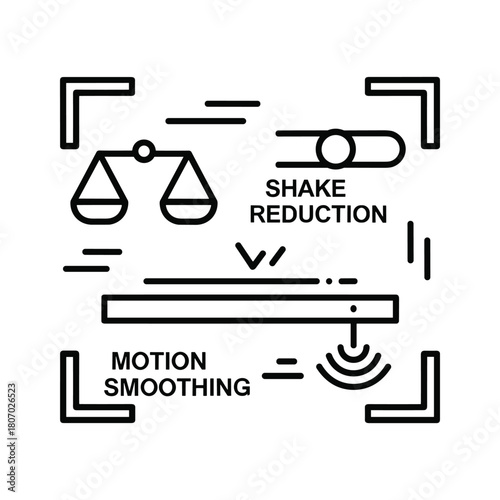 Video editing tools for motion smoothing and shake reduction, isolated on